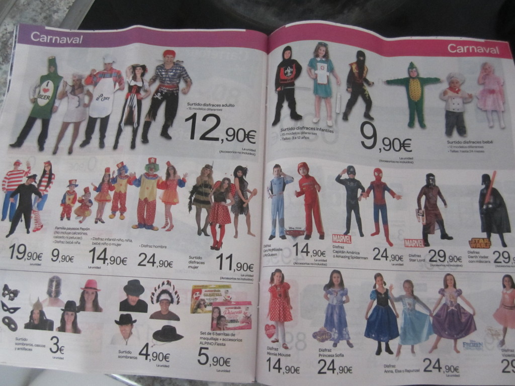 Ad with Carnaval costumes.